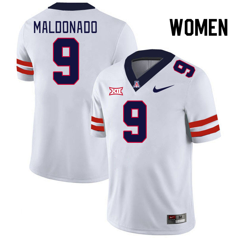 Women #9 Gunner Maldonado Arizona Wildcats Big 12 Conference College Football Jerseys Stitched-White